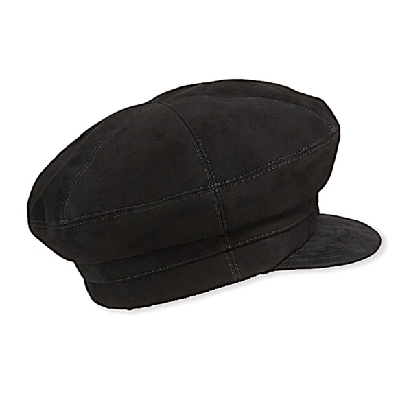 Marzi Firenze Women\'s black Leather Suede Newsboy Cap Hat One Size main image 5